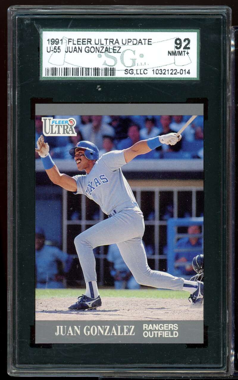 Juan Gonzalez Rookie Card 1991 Ultra Update #u-55 SGC 92 NM/MT+ 8.5 Image 1