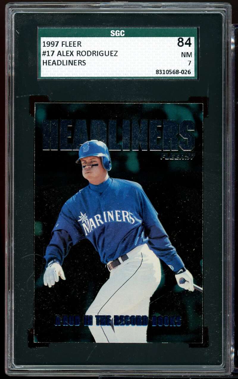 Alex Rodriguez Card 1997 Fleer Headliners #17 SGC 84 NM 7 Image 1