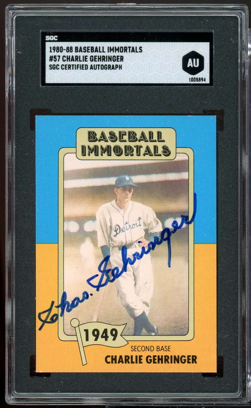 Charlie Gehnringer Card 1980-88 Baseball Immortals #57 SGC AUTO Image 1