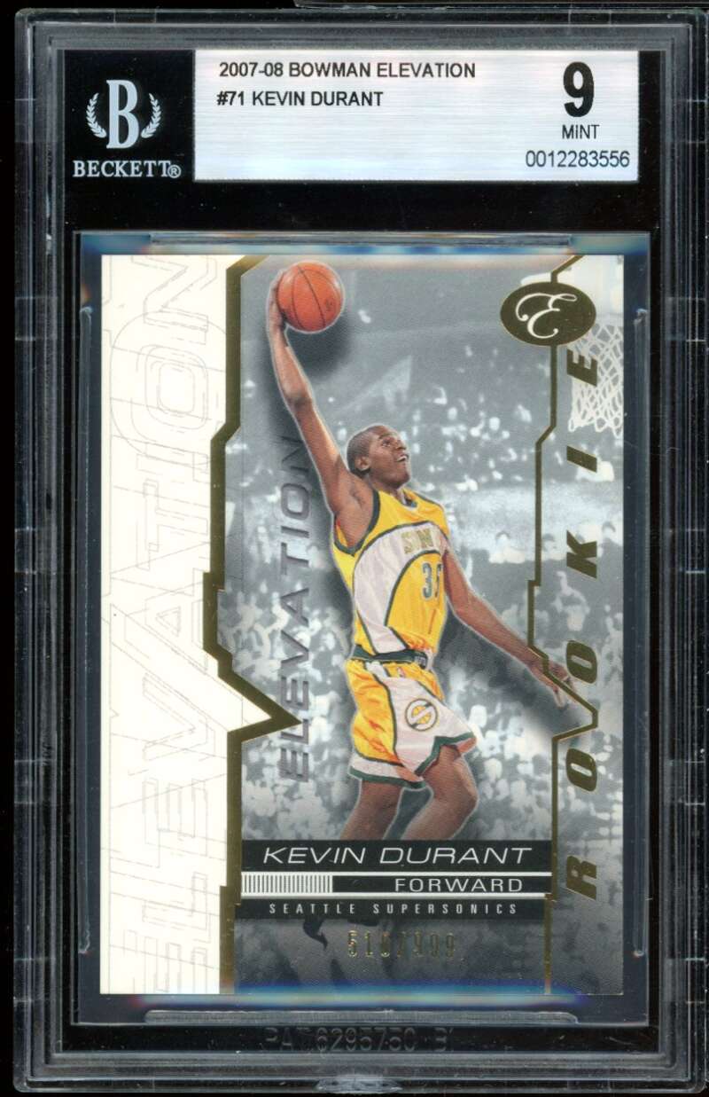 Kevin Durant Rookie Card 2007-08 Bowman Elevation #71 BGS 9 Image 1