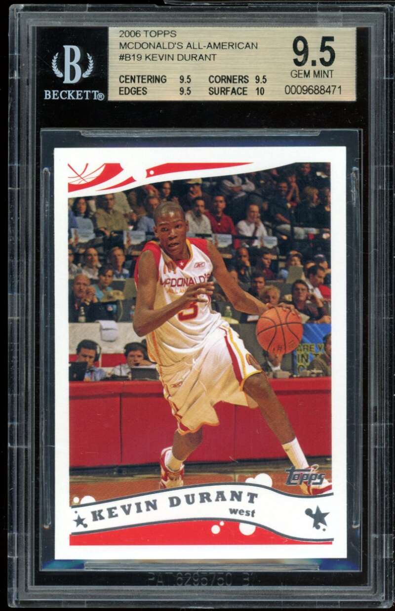 Kevin Durant Rookie Card 2006 Topps Mcdonald's A-A BGS 9.5 (9.5 9.5 9.5 10) Image 1