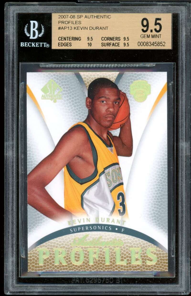 Kevin Durant Rookie 2007-08 SP Authentic Profiles #ap13 BGS 9.5 (9.5 9.5 10 9.5) Image 1