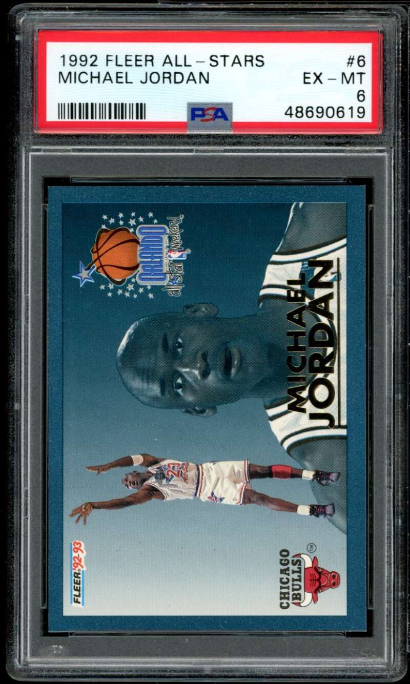 Michael Jordan Card 1992-93 Fleer All-Stars #6 PSA 6 Image 1