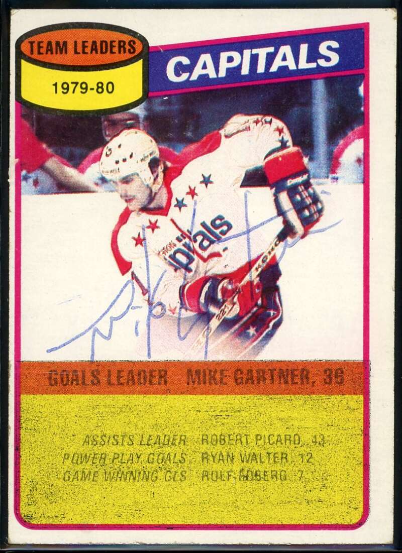 Mike Gartner/Capitals Scoring Leaders CL Card 1980-81 O-Pee-Chee #49 Signed JSA Image 1