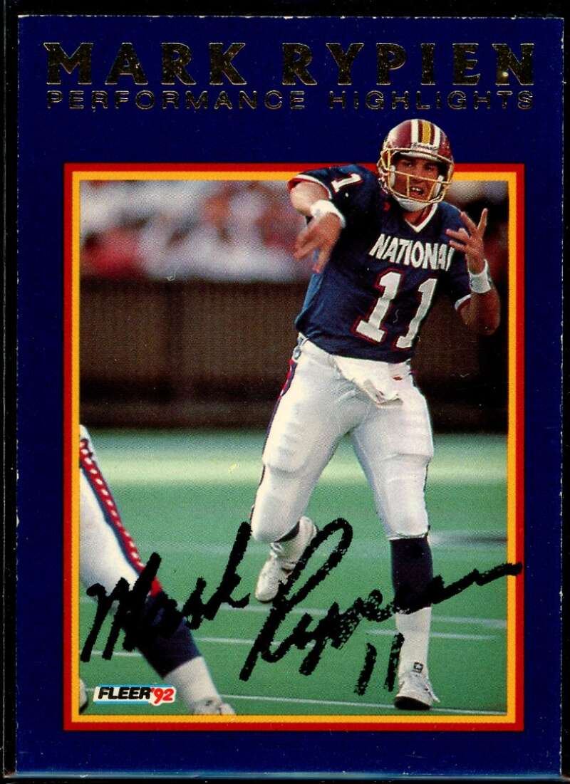 Mark Rypien/Redemption Card 1992 Fleer Mark Rypien #10 Signed COA JSA Image 1