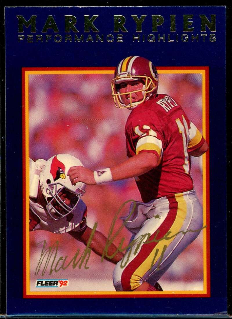 Mark Rypien/Bowled Over Card 1992 Fleer Mark Rypien #7 Signed COA JSA Image 1