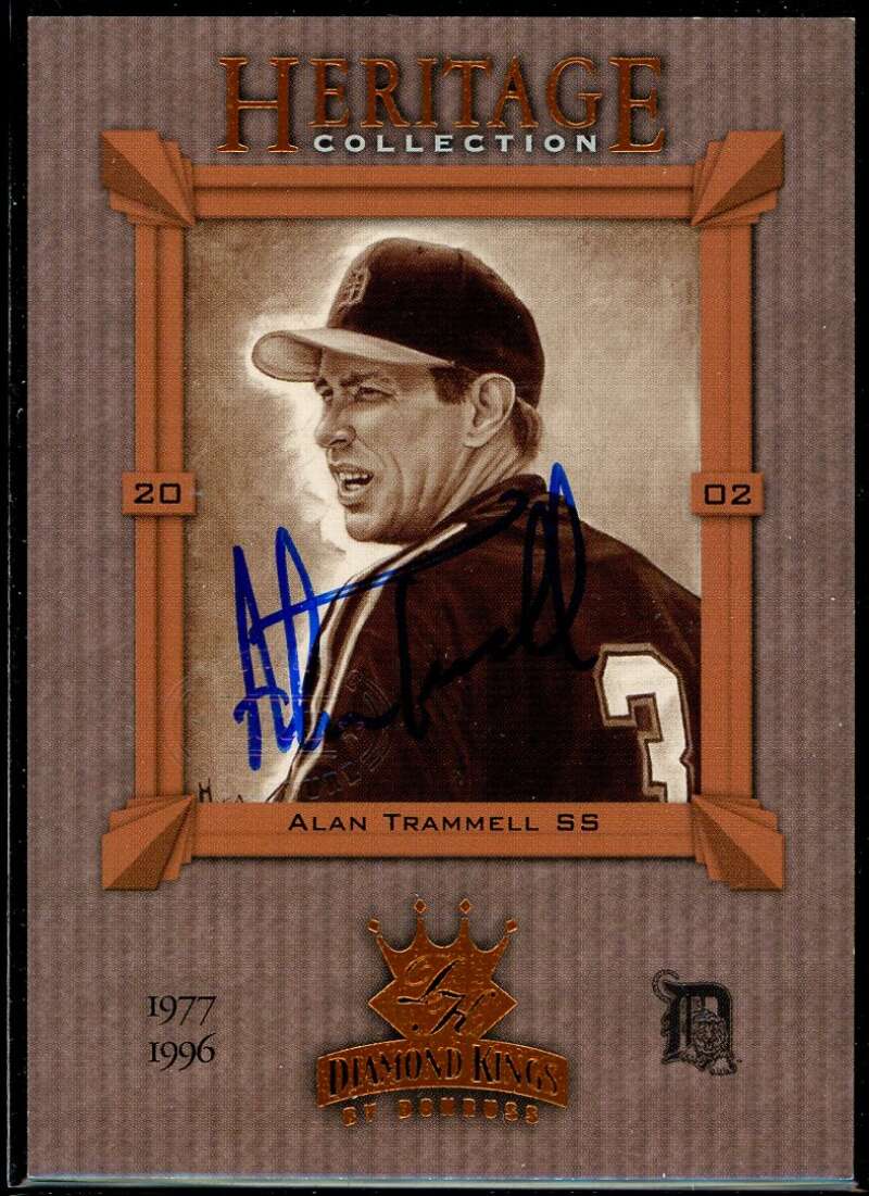 Alan Trammell Card 2002 Diamond Kings Heritage Collection #HC17 Signed COA JSA Image 1