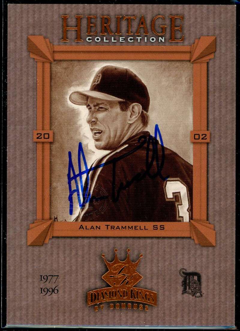 Alan Trammell Card 2002 Diamond Kings Heritage Collection #HC17 Signed COA JSA Image 1