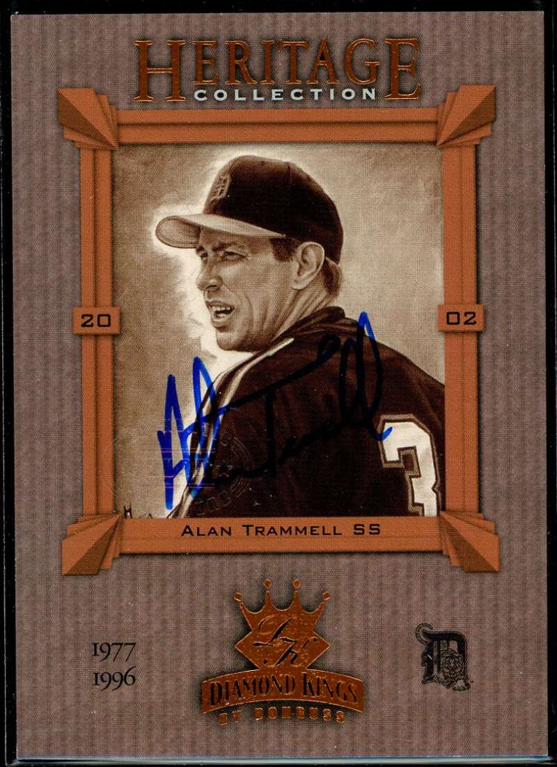 Alan Trammell Card 2002 Diamond Kings Heritage Collection #HC17 Signed COA JSA Image 1