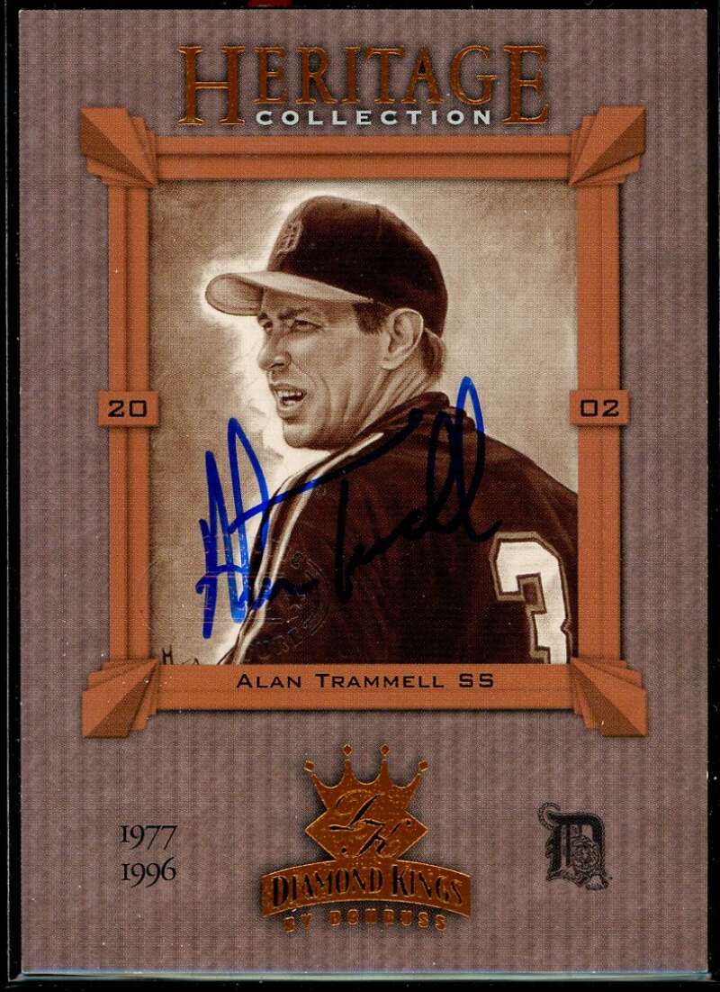 Alan Trammell Card 2002 Diamond Kings Heritage Collection #HC17 Signed COA JSA Image 1