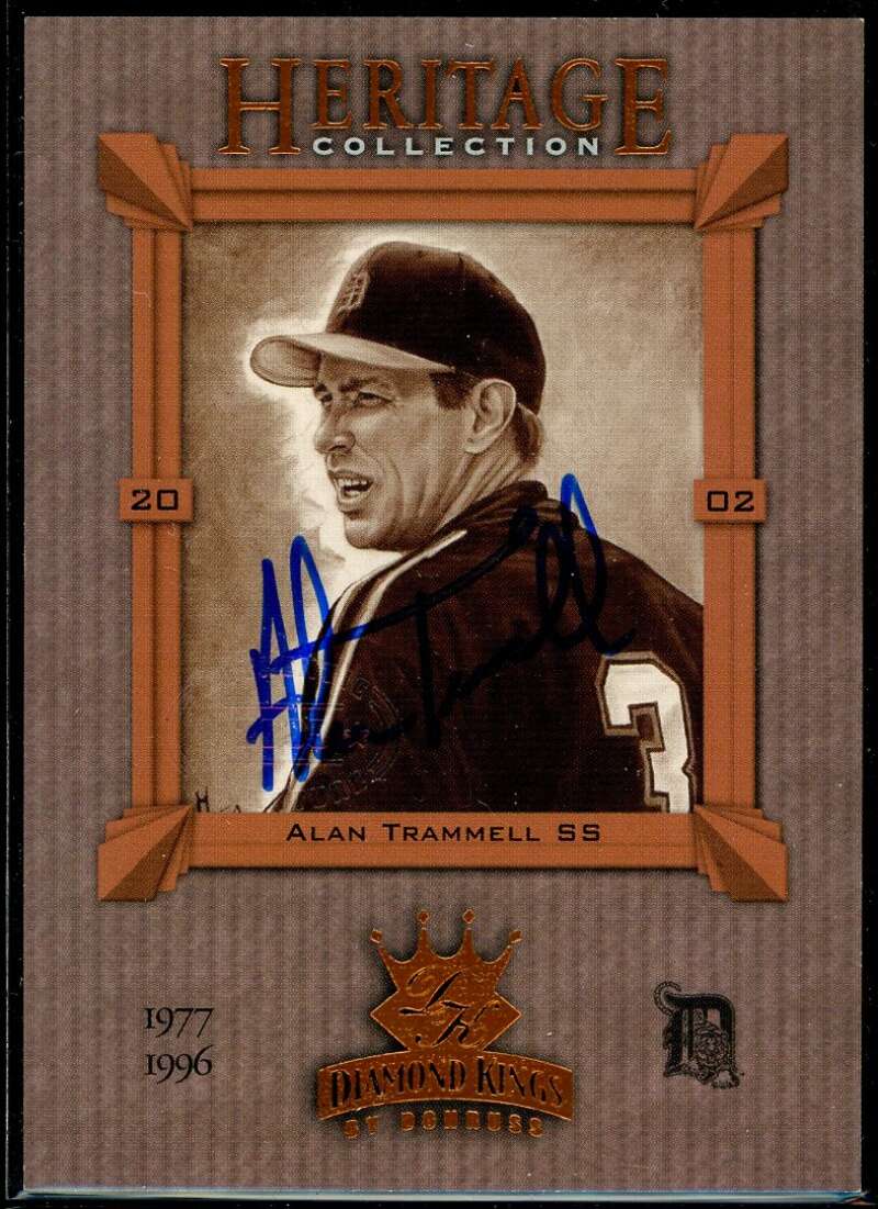 Alan Trammell Card 2002 Diamond Kings Heritage Collection #HC17 Signed COA JSA Image 1