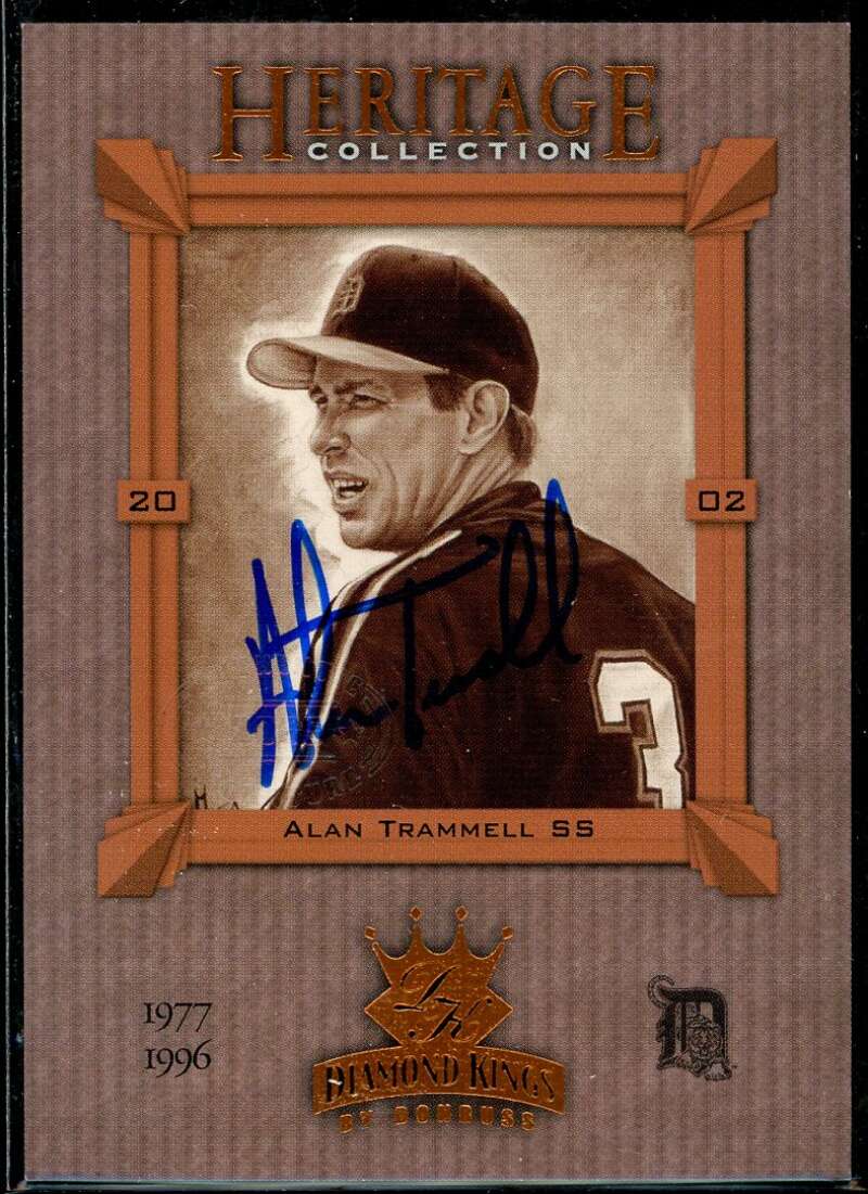 Alan Trammell Card 2002 Diamond Kings Heritage Collection #HC17 Signed COA JSA Image 1