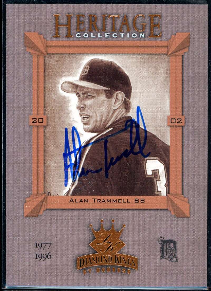 Alan Trammell Card 2002 Diamond Kings Heritage Collection #HC17 Signed COA JSA Image 1