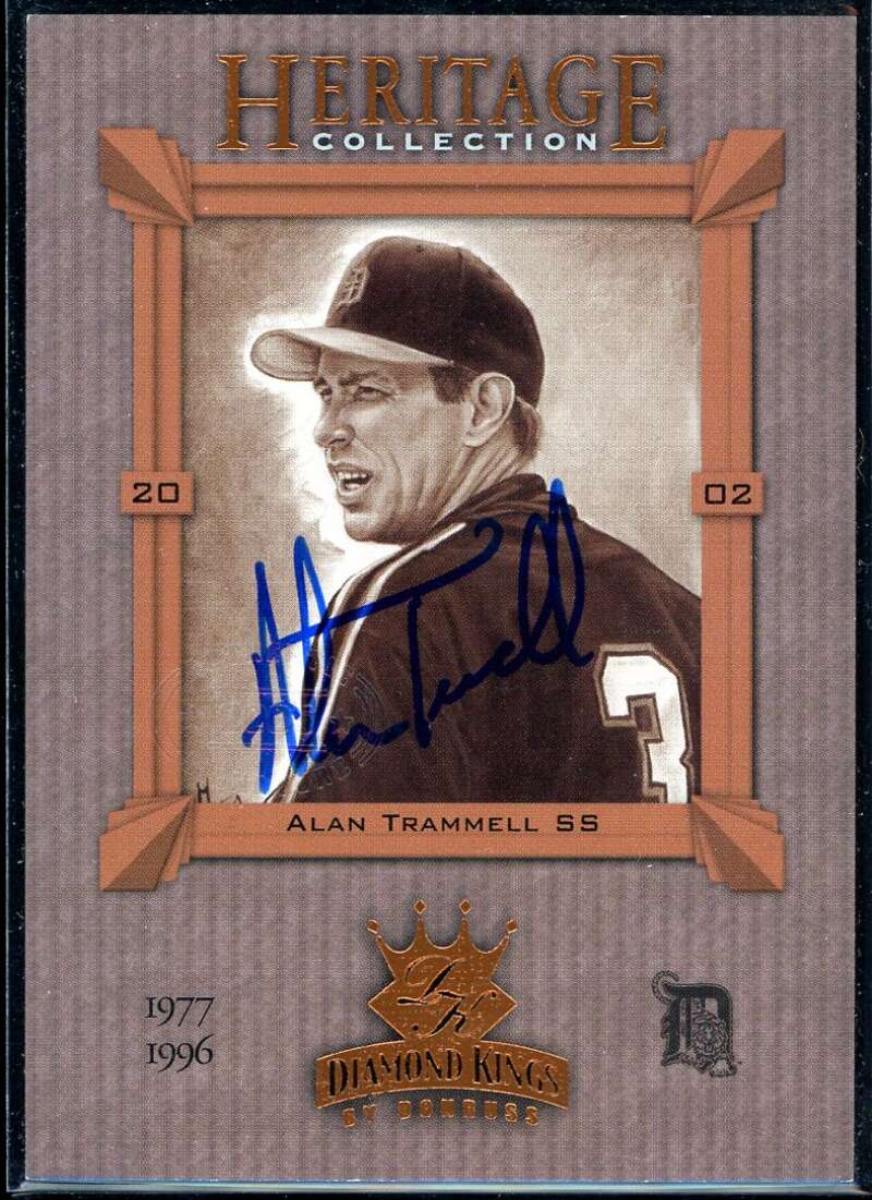 Alan Trammell Card 2002 Diamond Kings Heritage Collection #HC17 Signed COA JSA Image 1