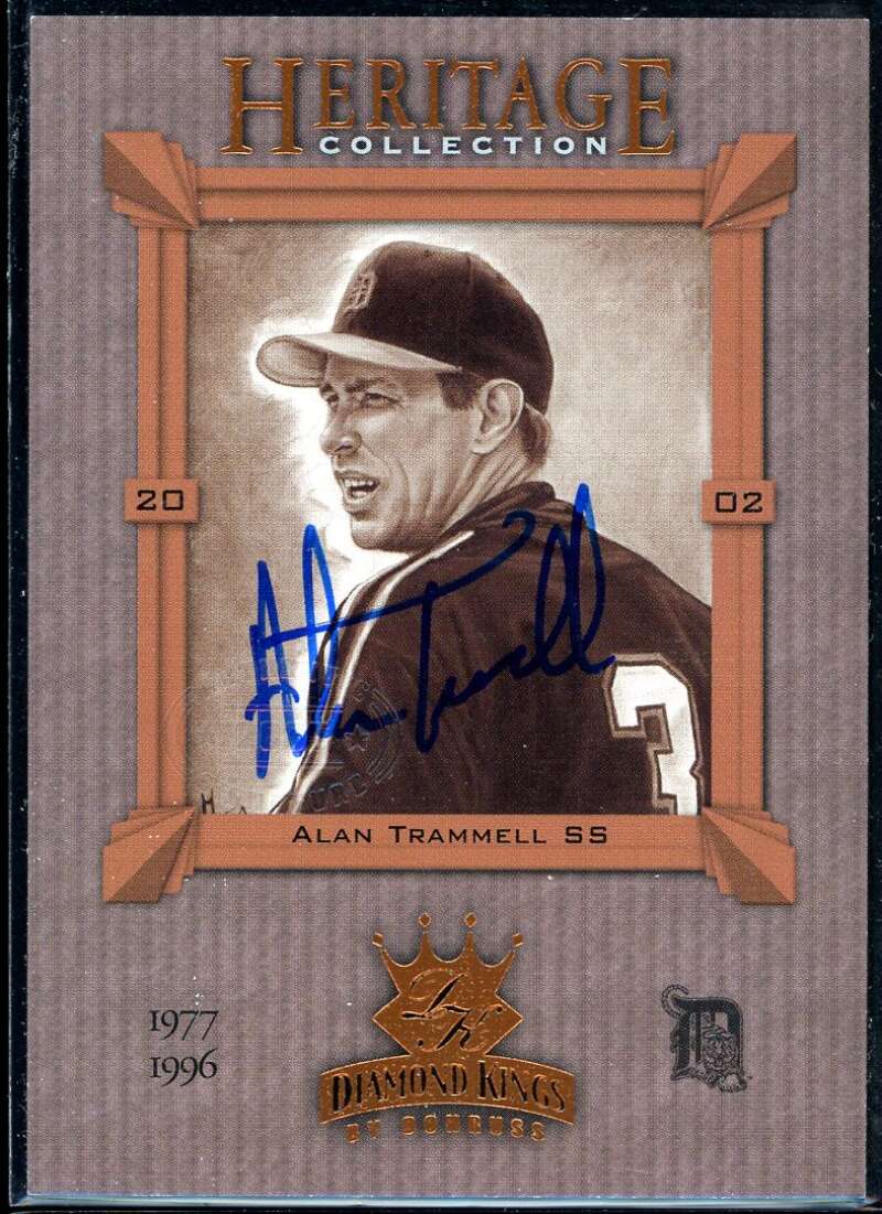 Alan Trammell Card 2002 Diamond Kings Heritage Collection #HC17 Signed COA JSA Image 1