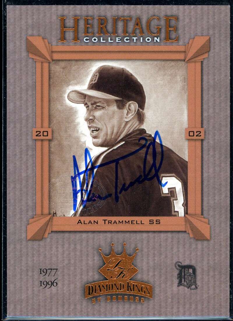 Alan Trammell Card 2002 Diamond Kings Heritage Collection #HC17 Signed COA JSA Image 1