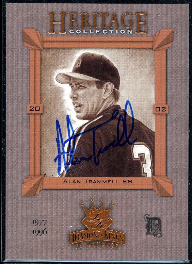 Alan Trammell Card 2002 Diamond Kings Heritage Collection #HC17 Signed COA JSA Image 1