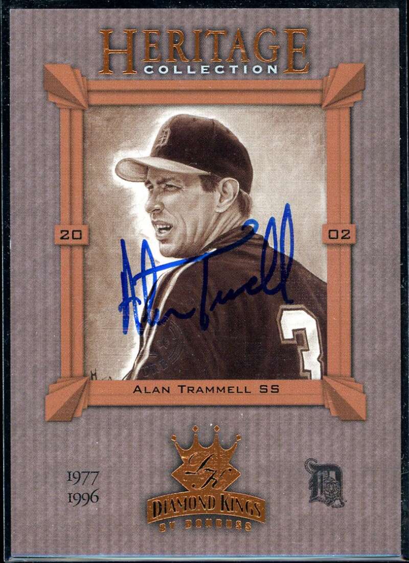 Alan Trammell Card 2002 Diamond Kings Heritage Collection #HC17 Signed COA JSA Image 1