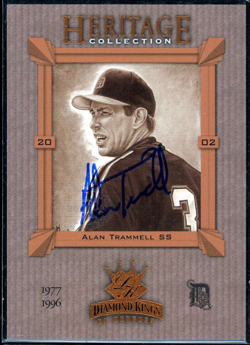 Alan Trammell Card 2002 Diamond Kings Heritage Collection #HC17 Signed COA JSA Image 1