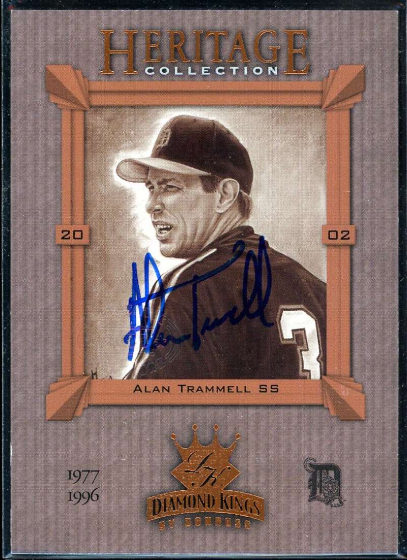 Alan Trammell Card 2002 Diamond Kings Heritage Collection #HC17 Signed COA JSA Image 1