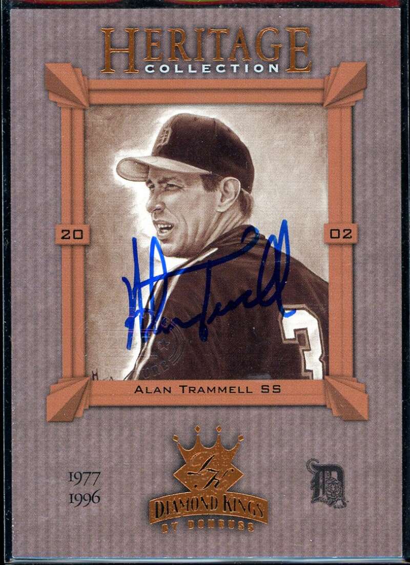 Alan Trammell Card 2002 Diamond Kings Heritage Collection #HC17 Signed COA JSA Image 1