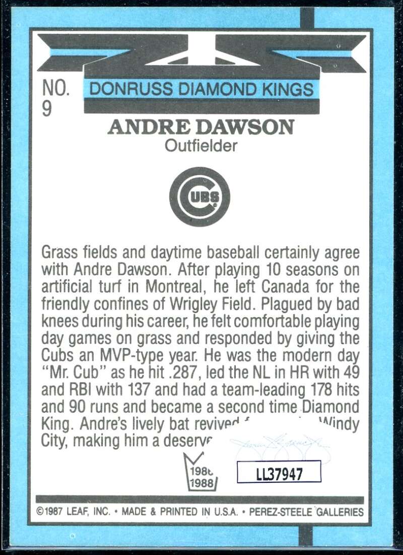 Andre Dawson DK Card 1988 Donruss #9 Signed COA JSA Image 2