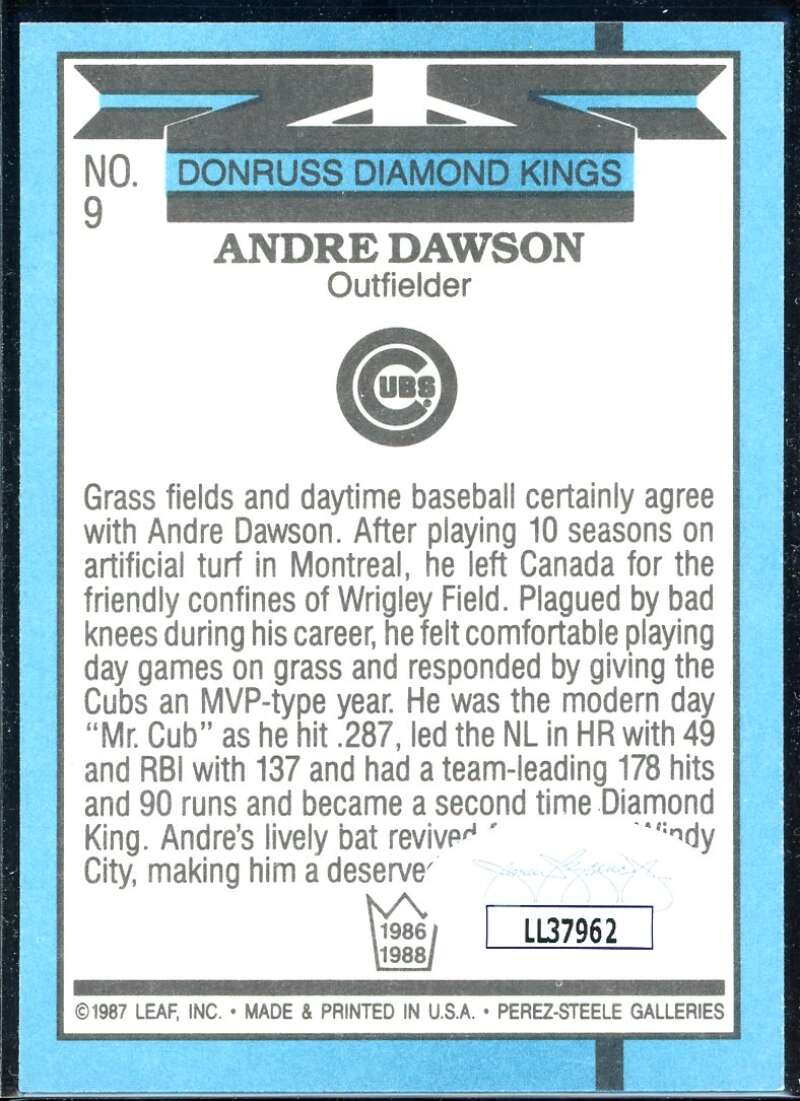 Andre Dawson DK Card 1988 Donruss #9 Signed COA JSA Image 2