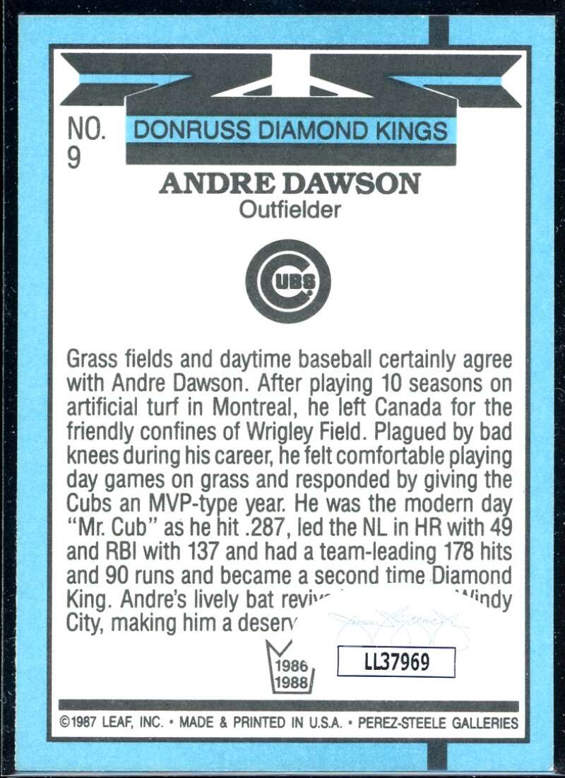 Andre Dawson DK Card 1988 Donruss #9 Signed COA JSA Image 2