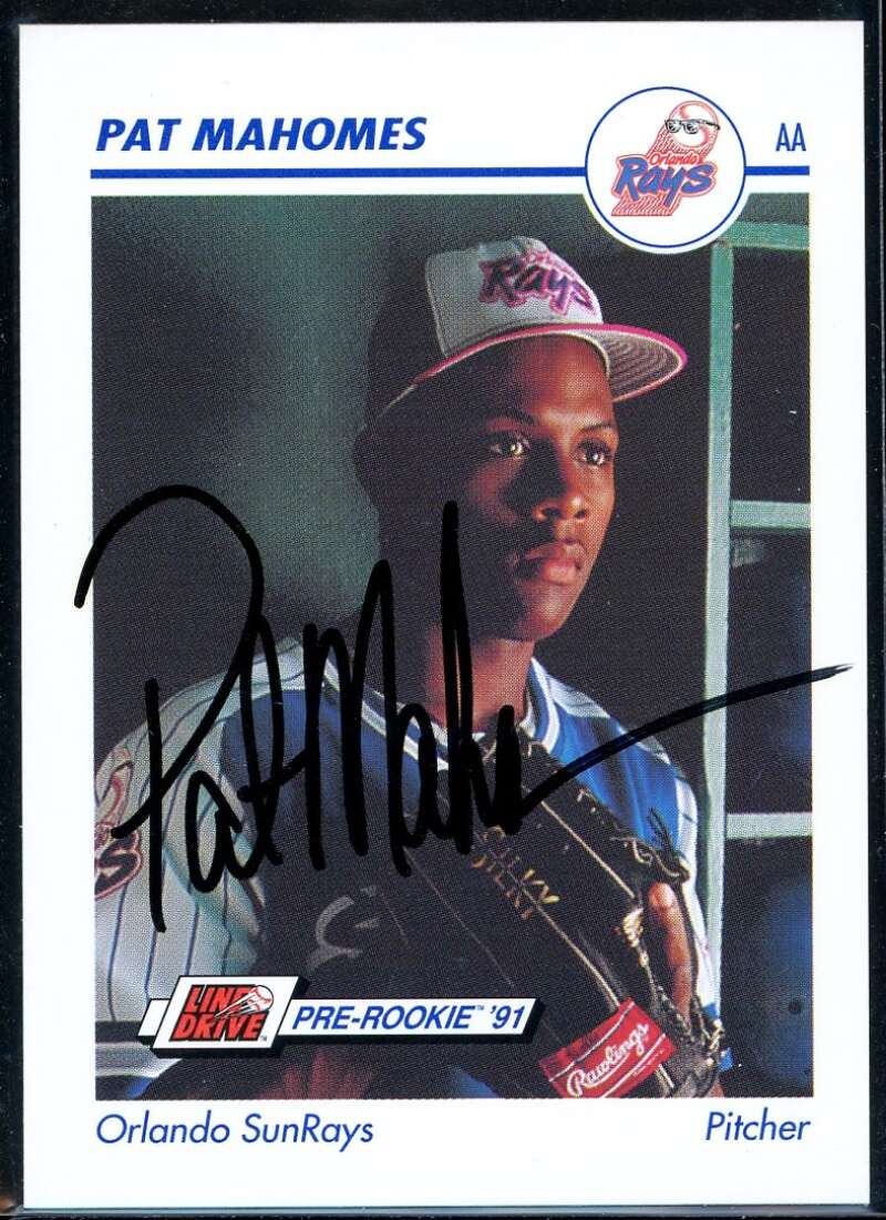 Pat Mahomes Card 1991 Line Drive AA #485 Signed COA JSA Image 1