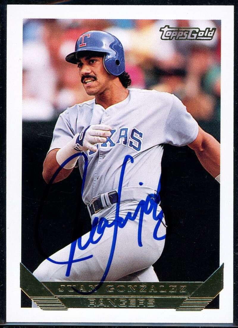 Juan Gonzalez Card 1993 Topps #34 Signed COA JSA Image 1