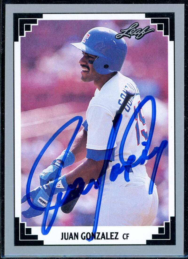 Juan Gonzalez Card 1991 Leaf #119 Signed COA JSA Image 1