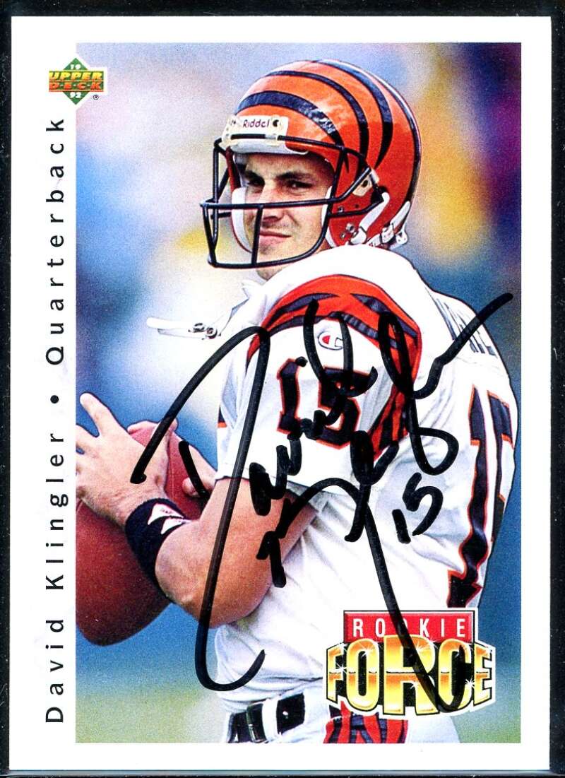 David Klingler Card 1992 Upper Deck #415 Signed COA JSA Image 1