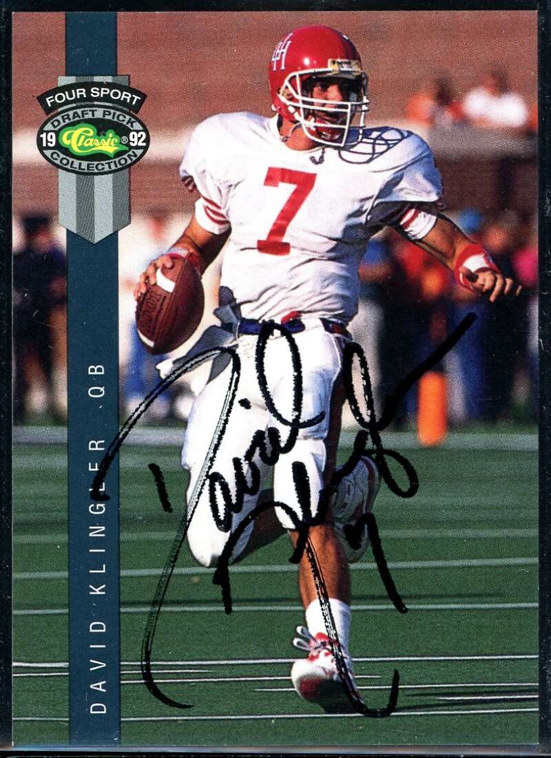 David Klingler Card 1992 Classic Four Sport #77 Signed COA JSA Image 1