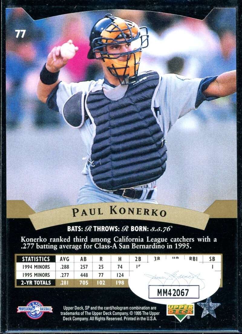 Paul Konerko Card 1995 SP Top Prospects #77 Signed COA JSA Image 2