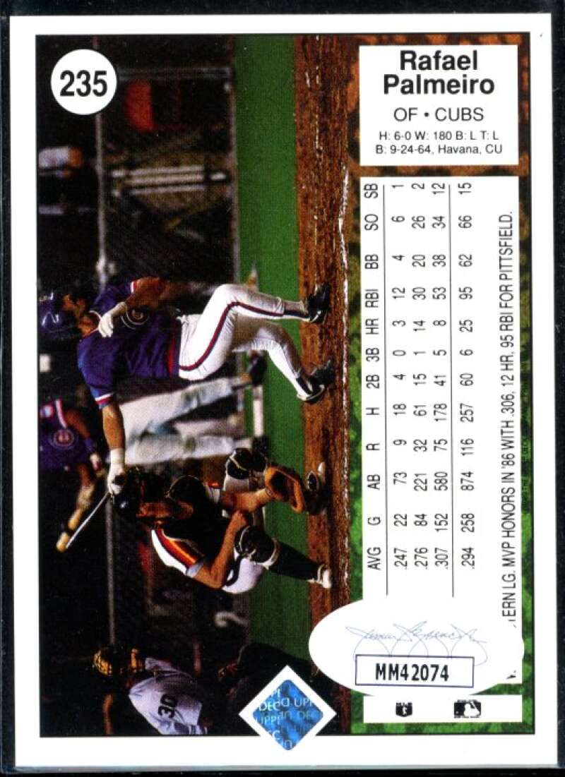 Rafael Palmeiro Card 1989 Upper Deck #235 Signed COA JSA Image 2