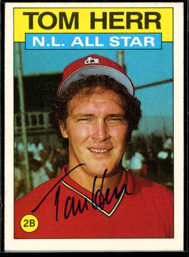 Tom Herr AS Card 1986 Topps #702 Signed COA JSA Image 1