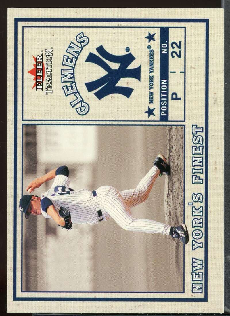 Clemens Jsy/Piazza 2002 Fleer Tradition Upd New York's Finest Single Swatch #3 Image 2