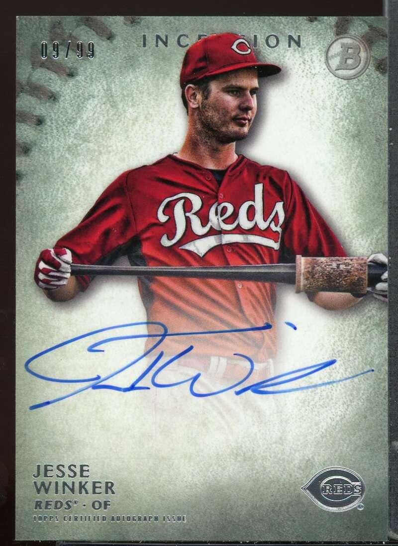 Jesse Winker Card 2015 Bowman Inception Prospect Autographs Green #PAJW Image 1