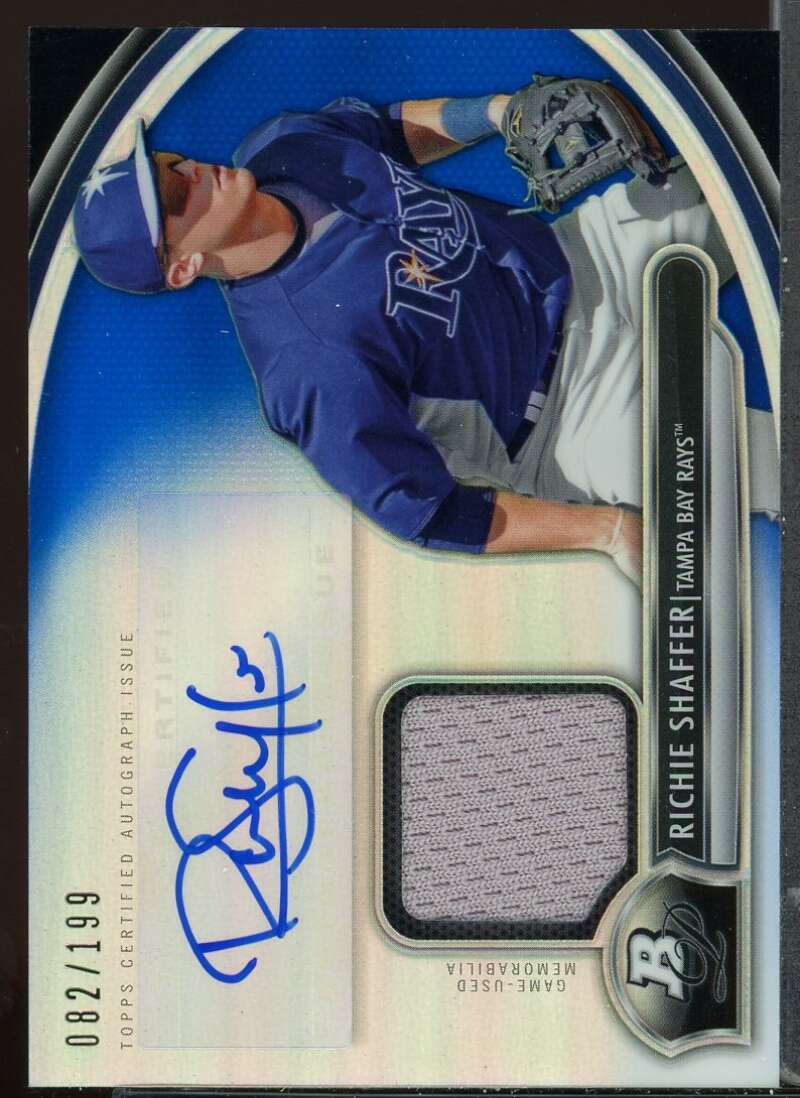 Richie Shaffer Card 2013 Bowman Platinum Relic Autographs Blue Refractors #RS Image 1