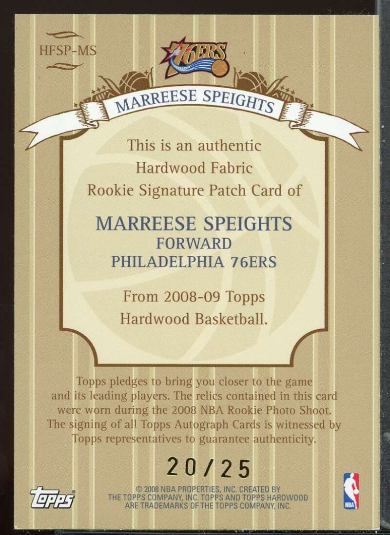 Marreese Speights Rookie 2008-09 Topps Hardwood Fabric Sig Patches Maple #HFSPMS Image 2