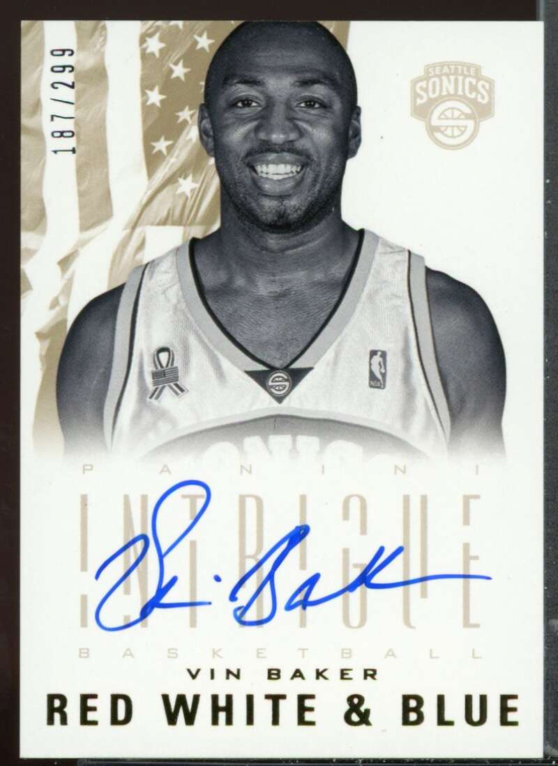 Vin Baker Card 2012-13 Panini Intrigue Red White and Blue Autographs #9 /299 Image 1