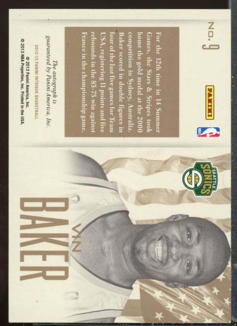 Vin Baker Card 2012-13 Panini Intrigue Red White and Blue Autographs #9 /299 Image 2