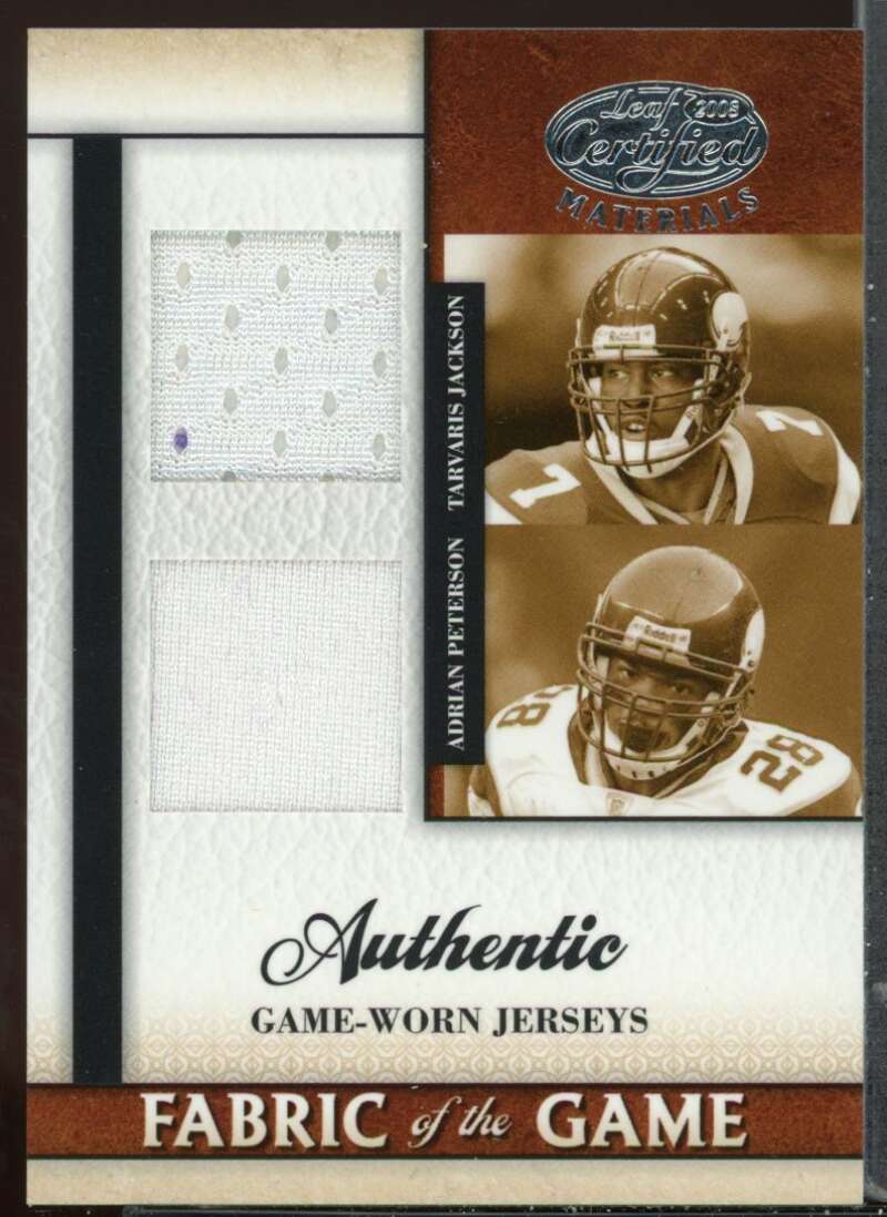 Jackson/Adrian Peterson 2008 Leaf Certified Materials Fabric Game Combos #6 Image 1