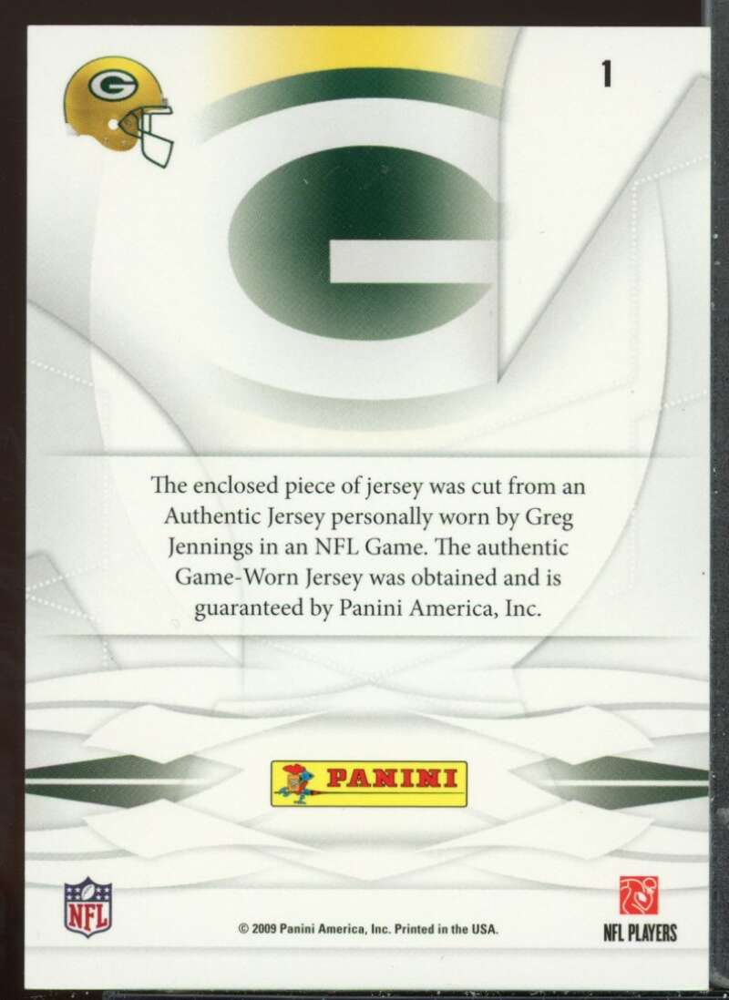 Greg Jennings Card 2009 Playoff Prestige True Colors Materials #1 Image 2