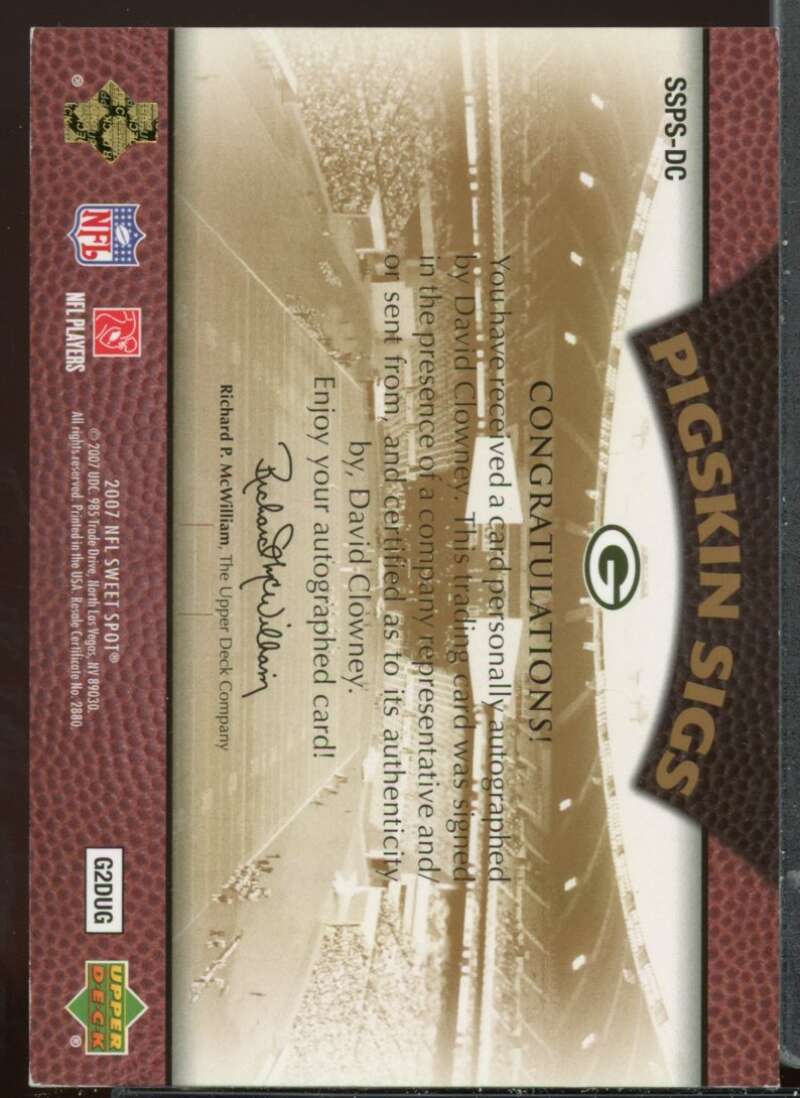 David Clowney Card 2007 Sweet Spot Pigskin Signatures Bronze 49 #DC Image 2