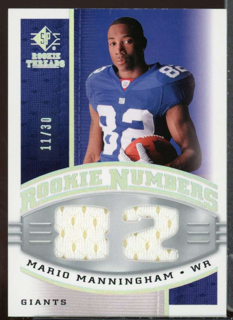 Mario Manningham Card 2008 SP Rookie Threads Rookie Numbers Holofoil 30 #RNMM Image 1