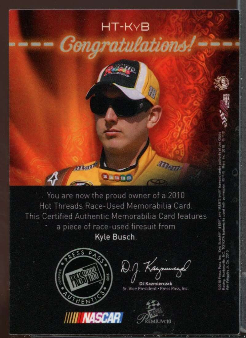 Kyle Busch Card 2010 Press Pass Premium Hot Threads #HTKyB Image 2