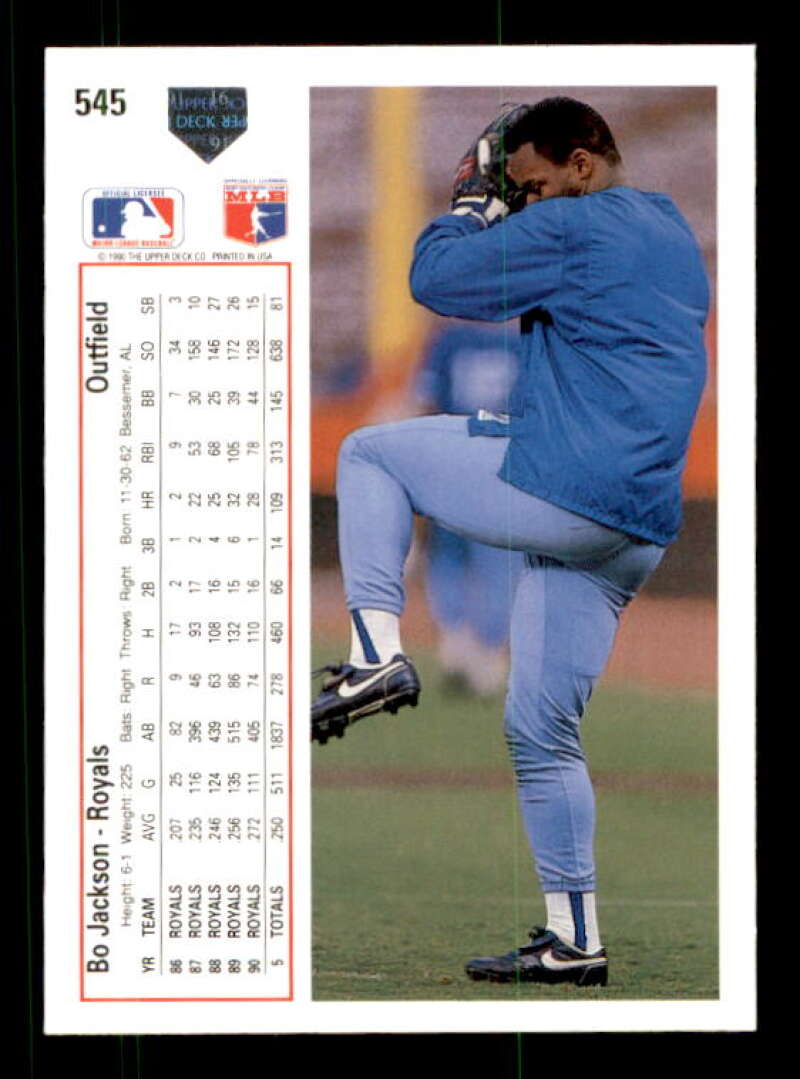 Bo Jackson Card 1991 Upper Deck #545 Image 2