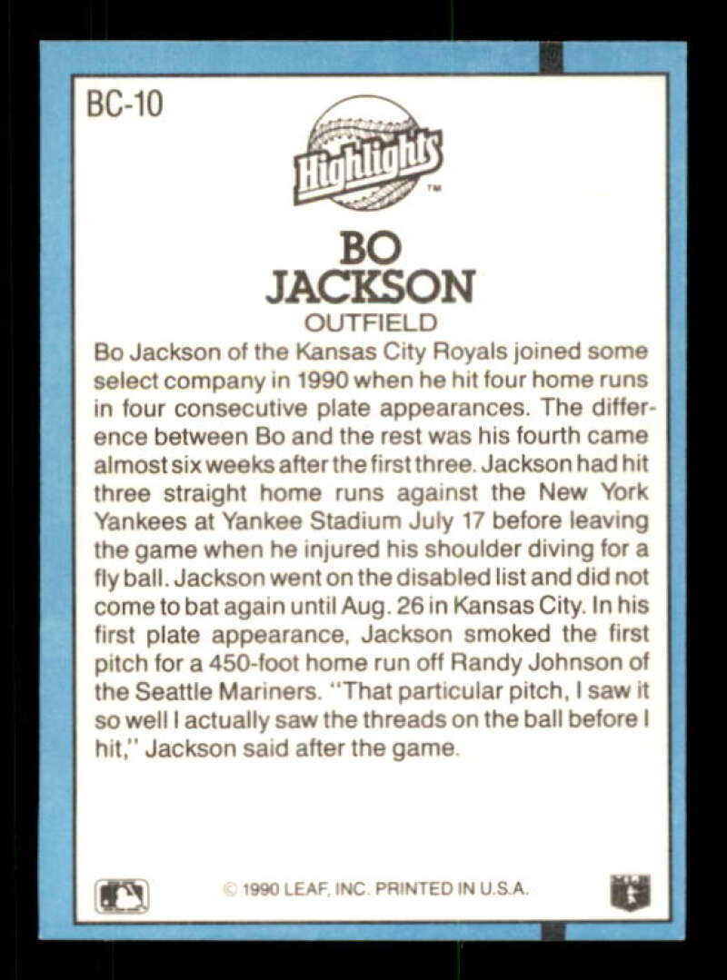 Bo Jackson Card 1991 Donruss Bonus Cards #bc-10 Image 2