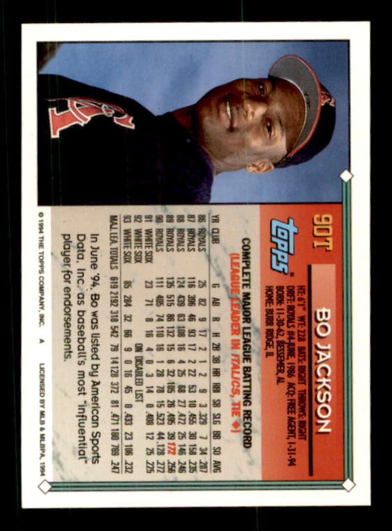 Bo Jackson Card 1994 Topps #90T Image 2